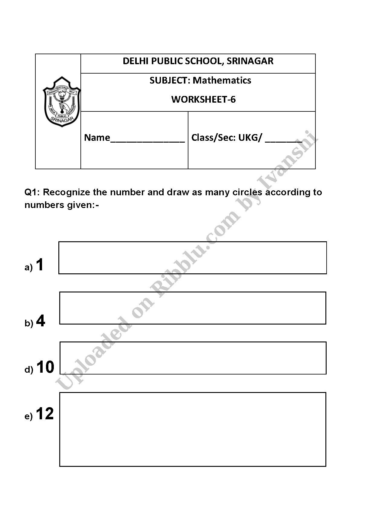Preview cover for Circles - Math Worksheets for UKG Kids