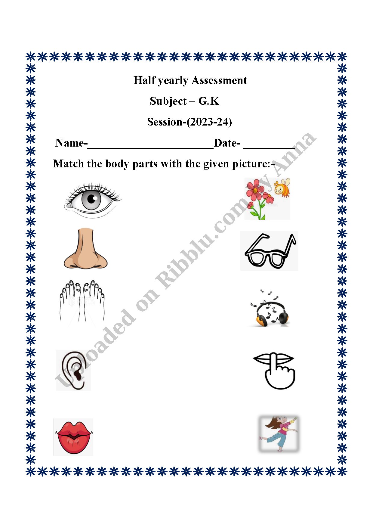 Preview cover for Class 1 G.K Half Yearly Worksheets - 2024