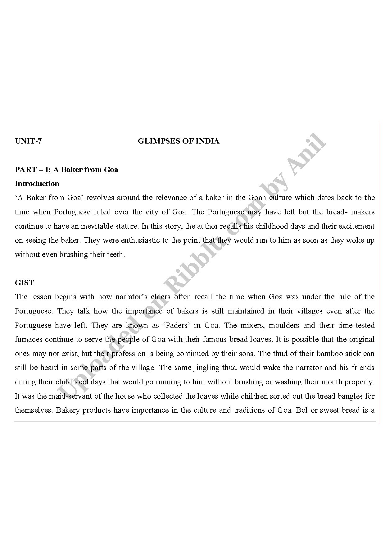Preview cover for Glimpse Of India Summary & Notes Class 10