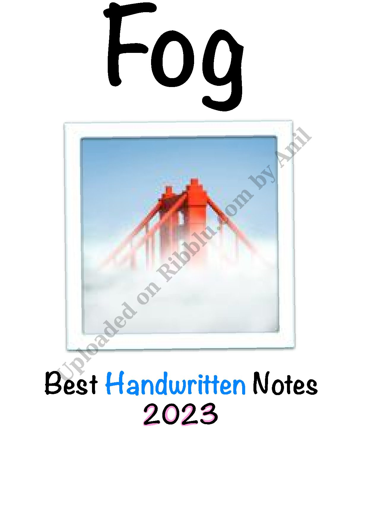 Preview cover for Fog Summary & Notes Class 10 English